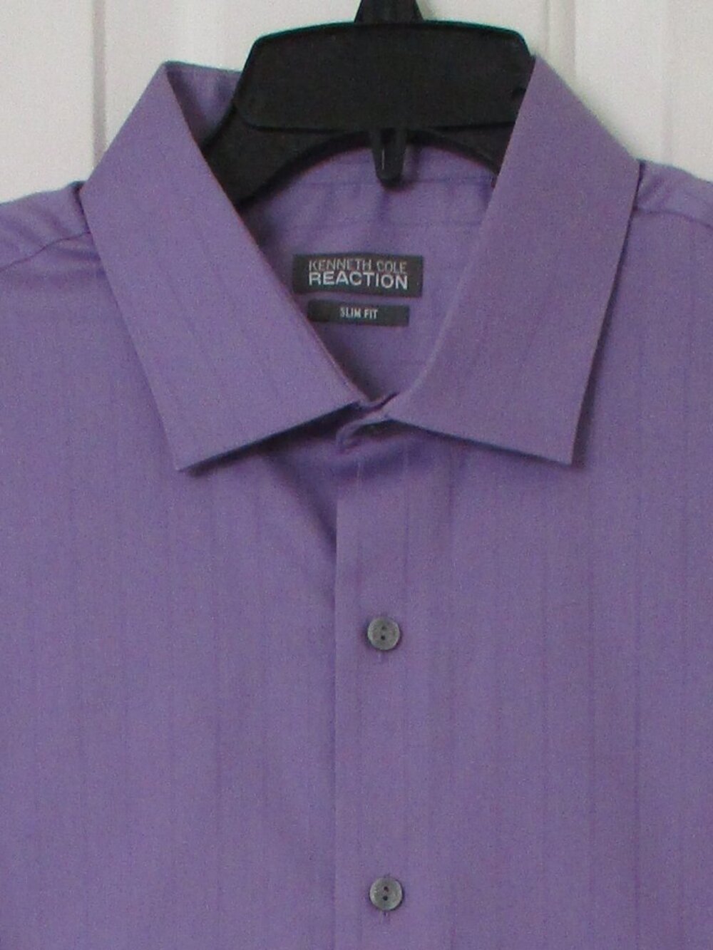 Kenneth Cole Reaction Mens L/S Purple Cotton Dress Shirt NWOT - 17/32 Slim Fit